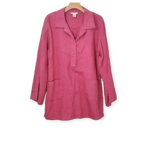 Pure Spiegel Yarn-Dyed Linen Button-Front Pocket Tunic sz 12